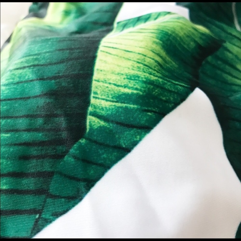 One piece swimsuit tropical leaf print - Picture 4 of 5